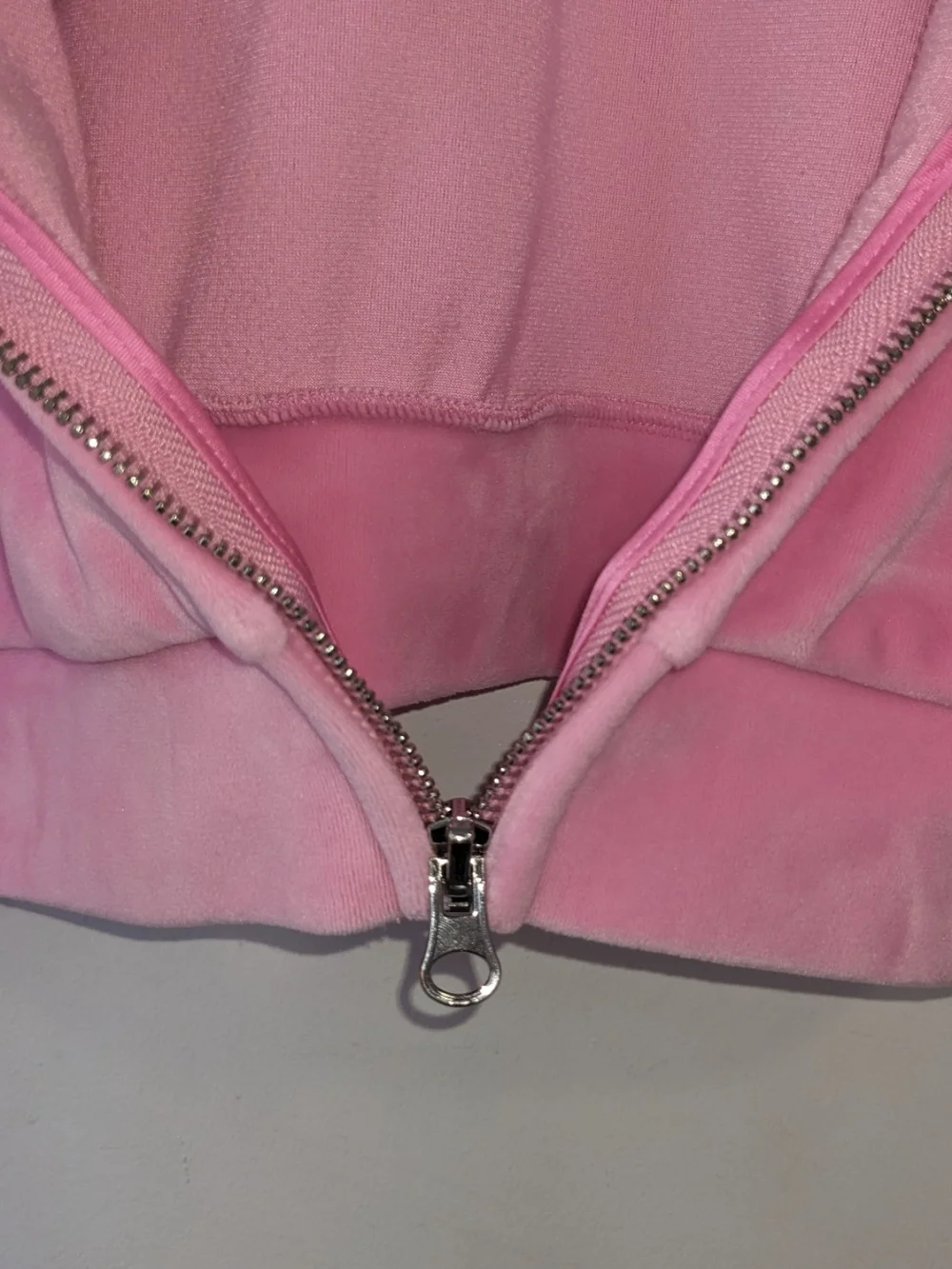 Large Victoria's Secret Pink Velour Zip Hoodie with Embroidered V - Picture 7 of 8